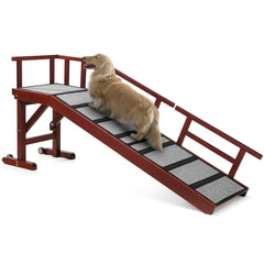 KUVETO dog ramp bed-couch-60in mahogany aids gentle climbs for senior dogs.