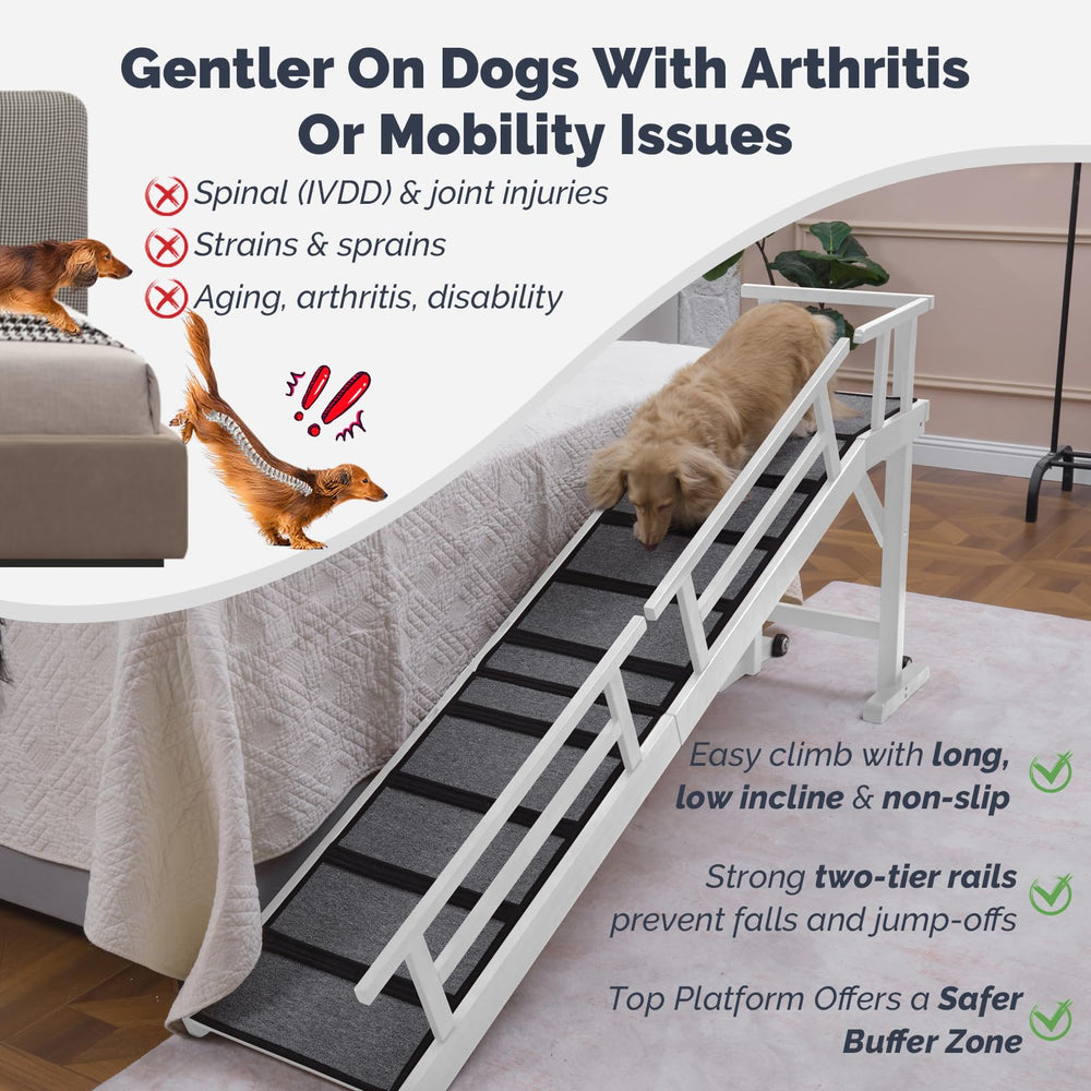 KUVETO dog ramp removable rails help prevent falls during climbs.