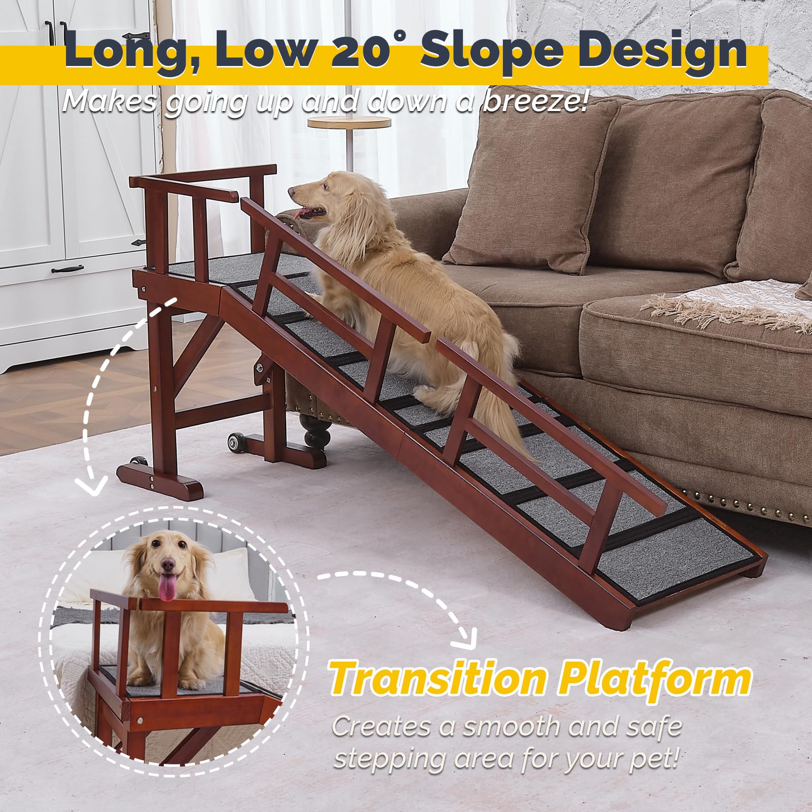 KUVETO dog ramp top platform provides stable landing for smooth transitions.
