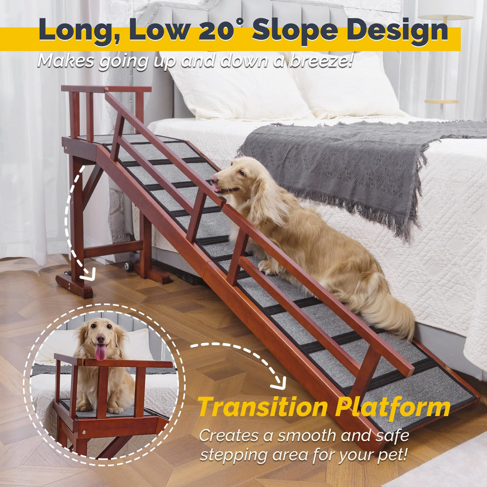 KUVETO dog ramp with removable rails prevents falls during climbs.