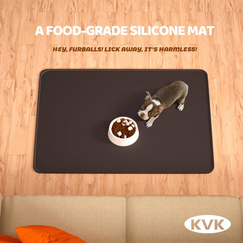 KVK Non-Slip Dog Mat remains stable during meals for active pets