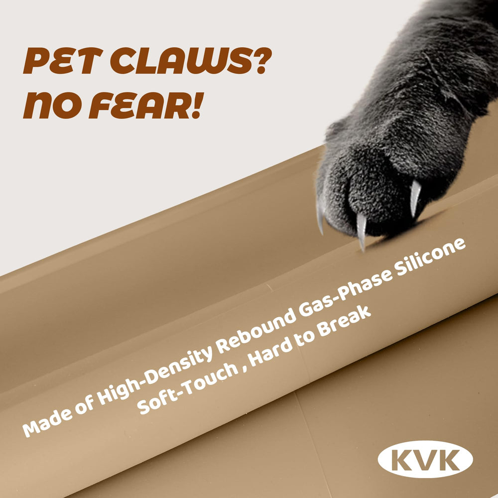 KVK dog mat taupe-orange color blends with décor while staying practical.