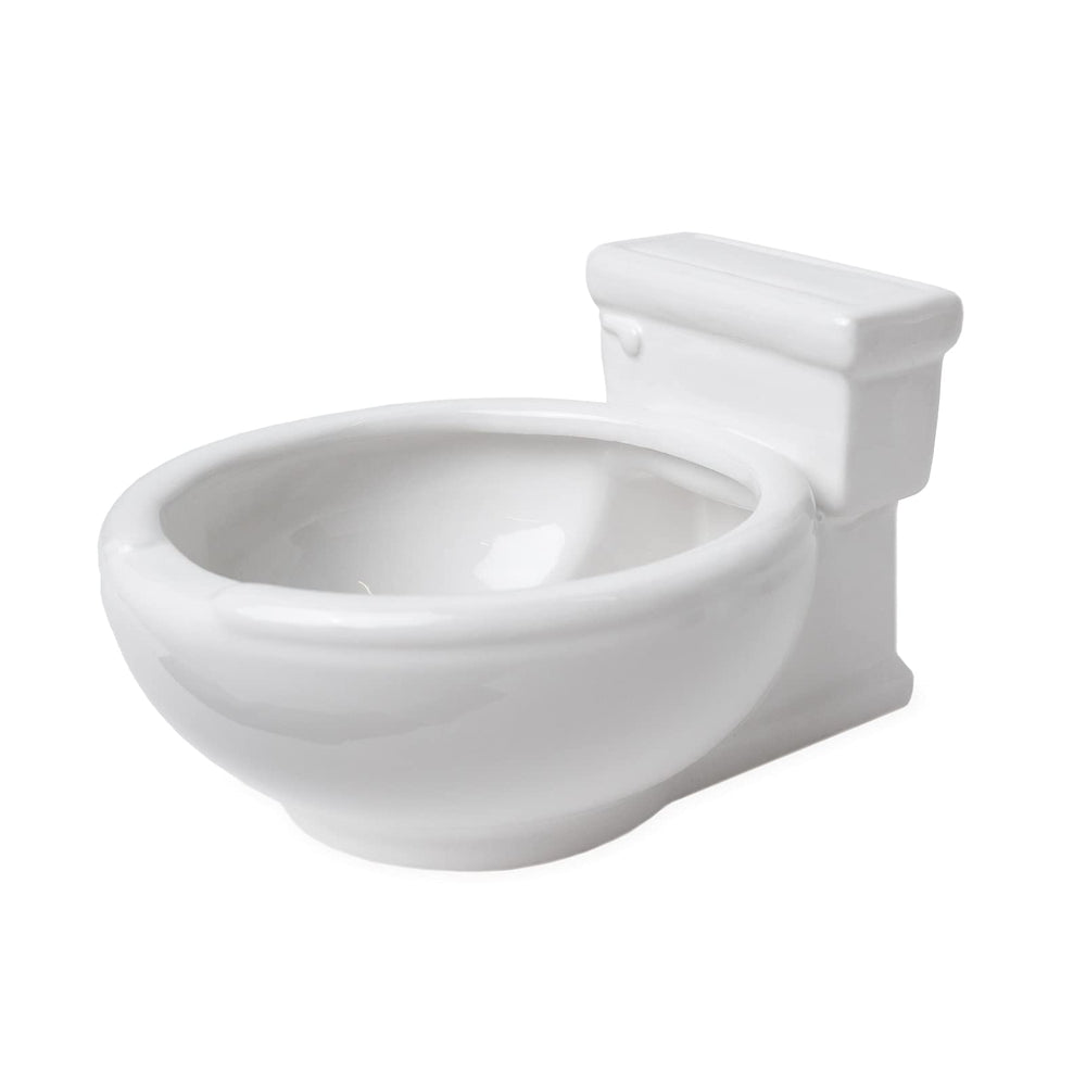 KwirkWorks toilet-shaped bowl front view showcases a stylish porcelain snack holder.
