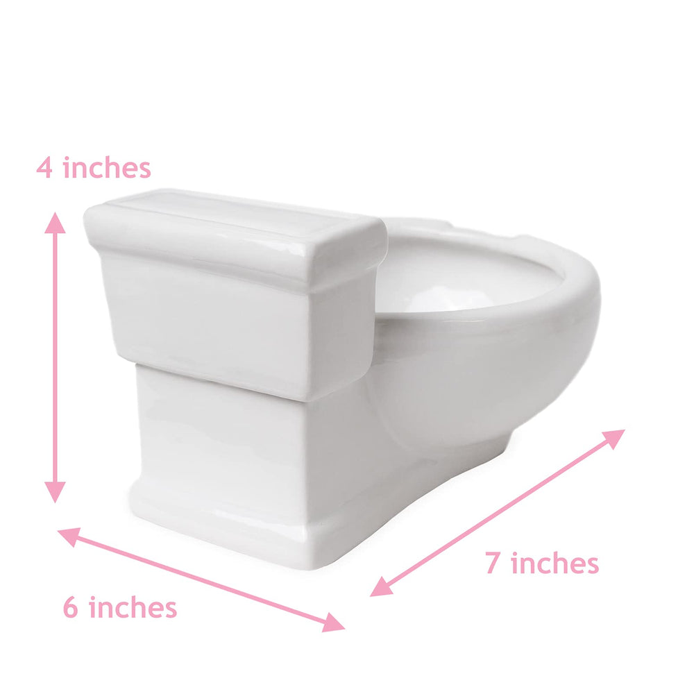 KwirkWorks toilet-shaped bowl-pet-food downshot communicates pet meal convenience and quirky charm.