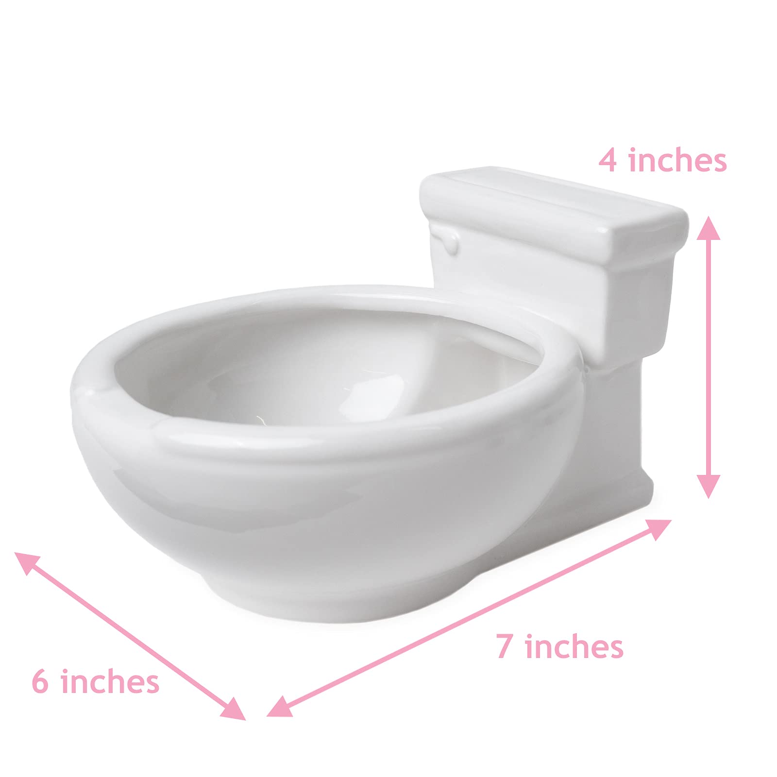 KwirkWorks toilet-shaped bowl-snack-throne view highlights chip-and-dip serving option.