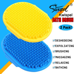 Kwispel bath brush with soft TPR rubber head delivering gentle cleansing and massage