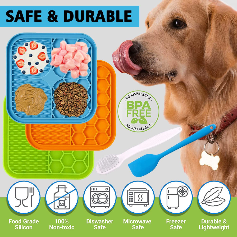 Kwispel dog lick mat demonstrates slow feeding as treats dispensed slowly