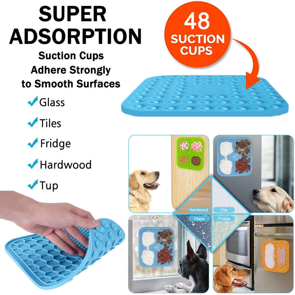 Kwispel lick mat with brush and spatula for easy cleanup after peanut butter snack