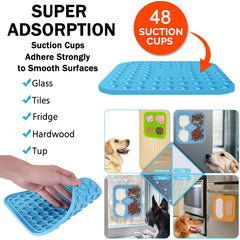 Kwispel lick mat with brush and spatula for easy cleanup after peanut butter snack