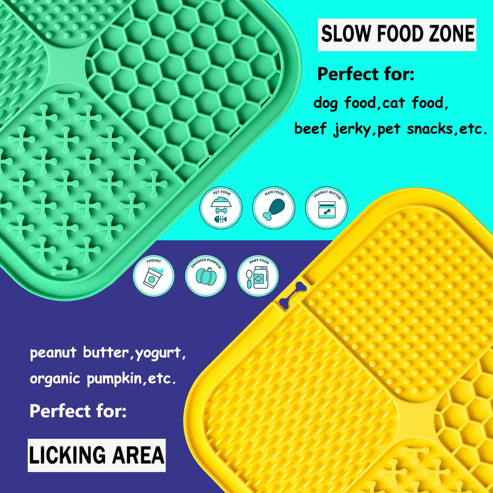 Kwispel dog licking mat slow-feeder design helps calm pets during grooming and treats