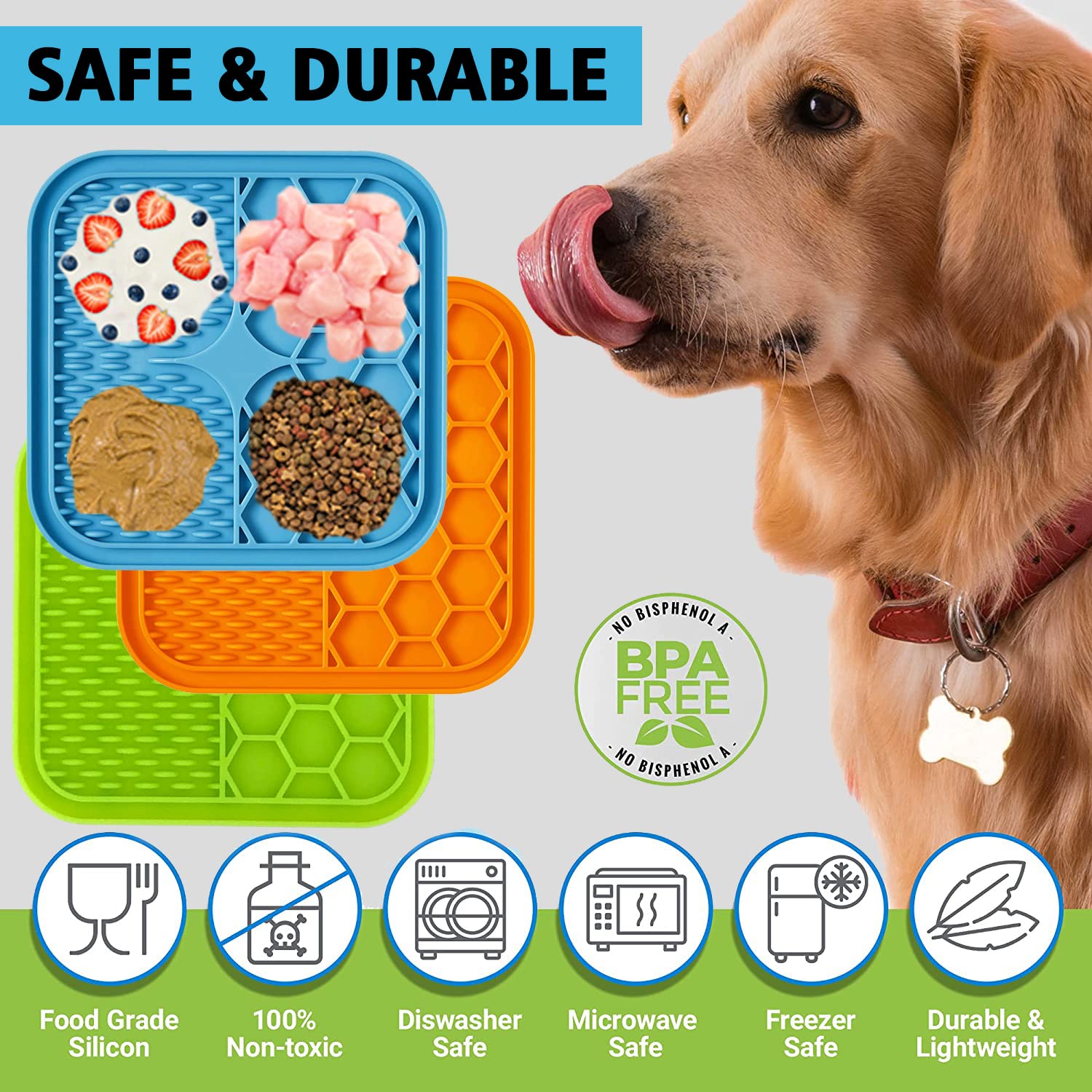 Kwispel lick mat with dog and cat use for treats.