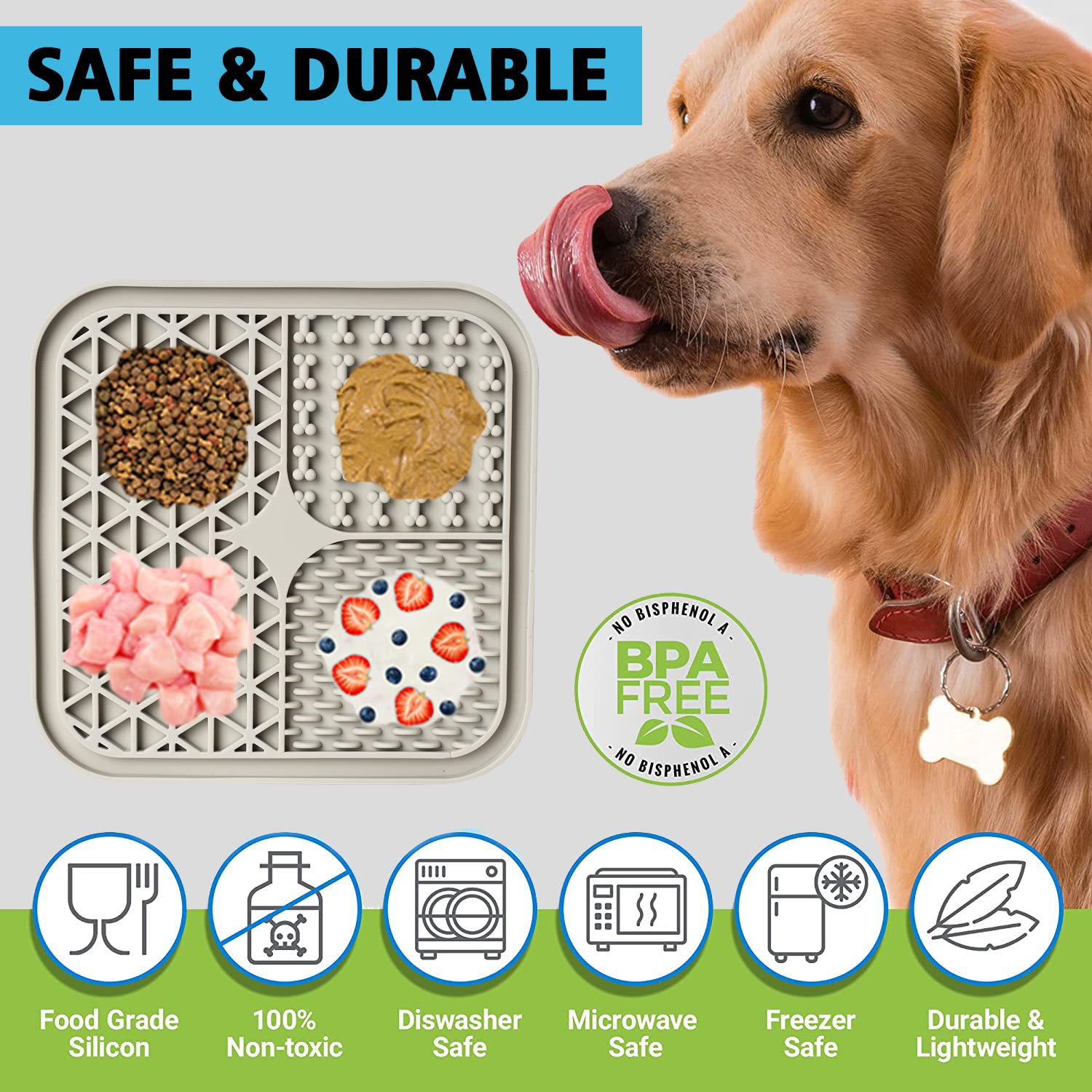 Kwispel Lick Mat is easy to clean after use with warm soap and water.