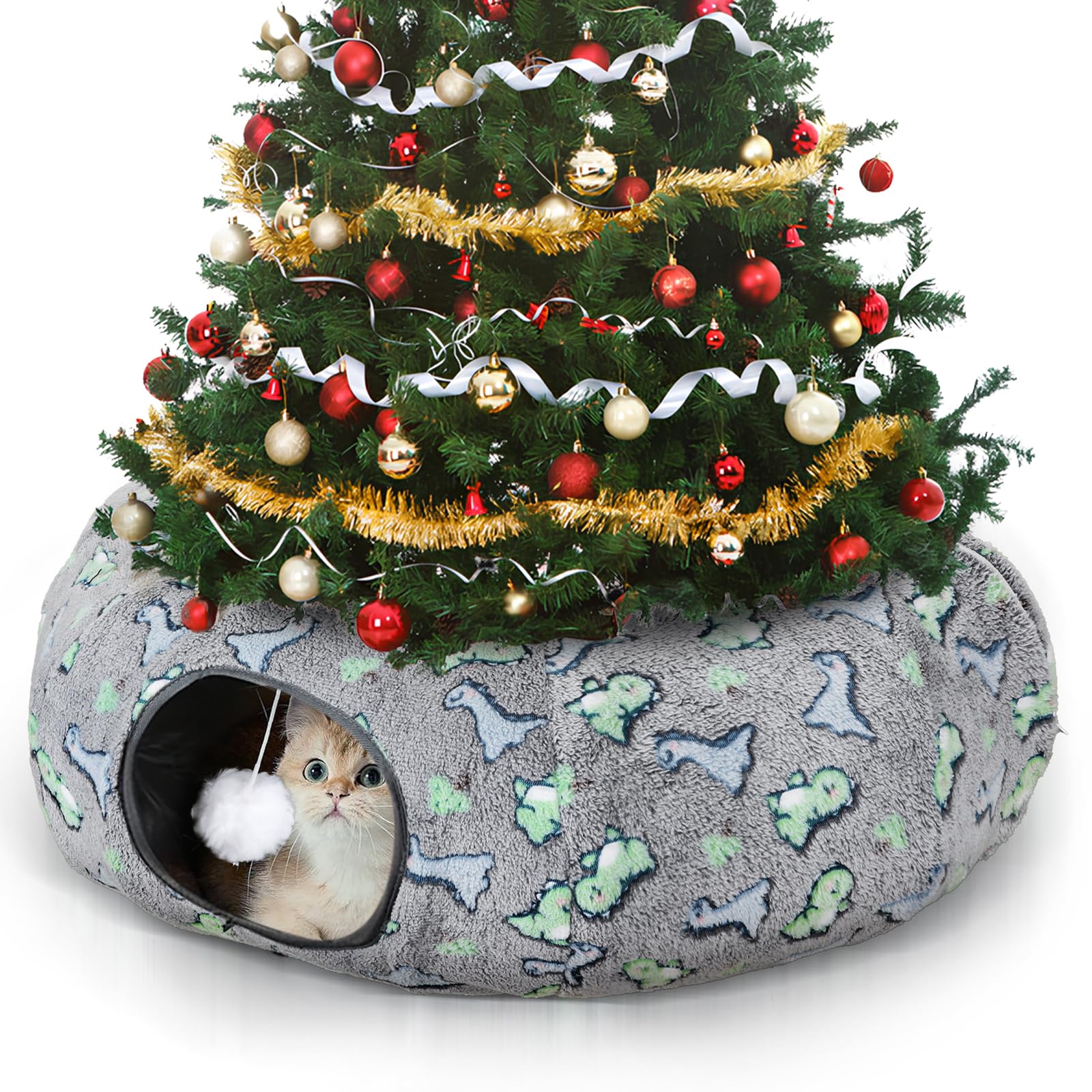 KWUY cat tunnel bed removable cushion for easy cleaning