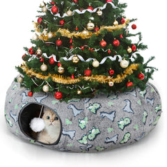 KWUY cat tunnel bed removable cushion for easy cleaning