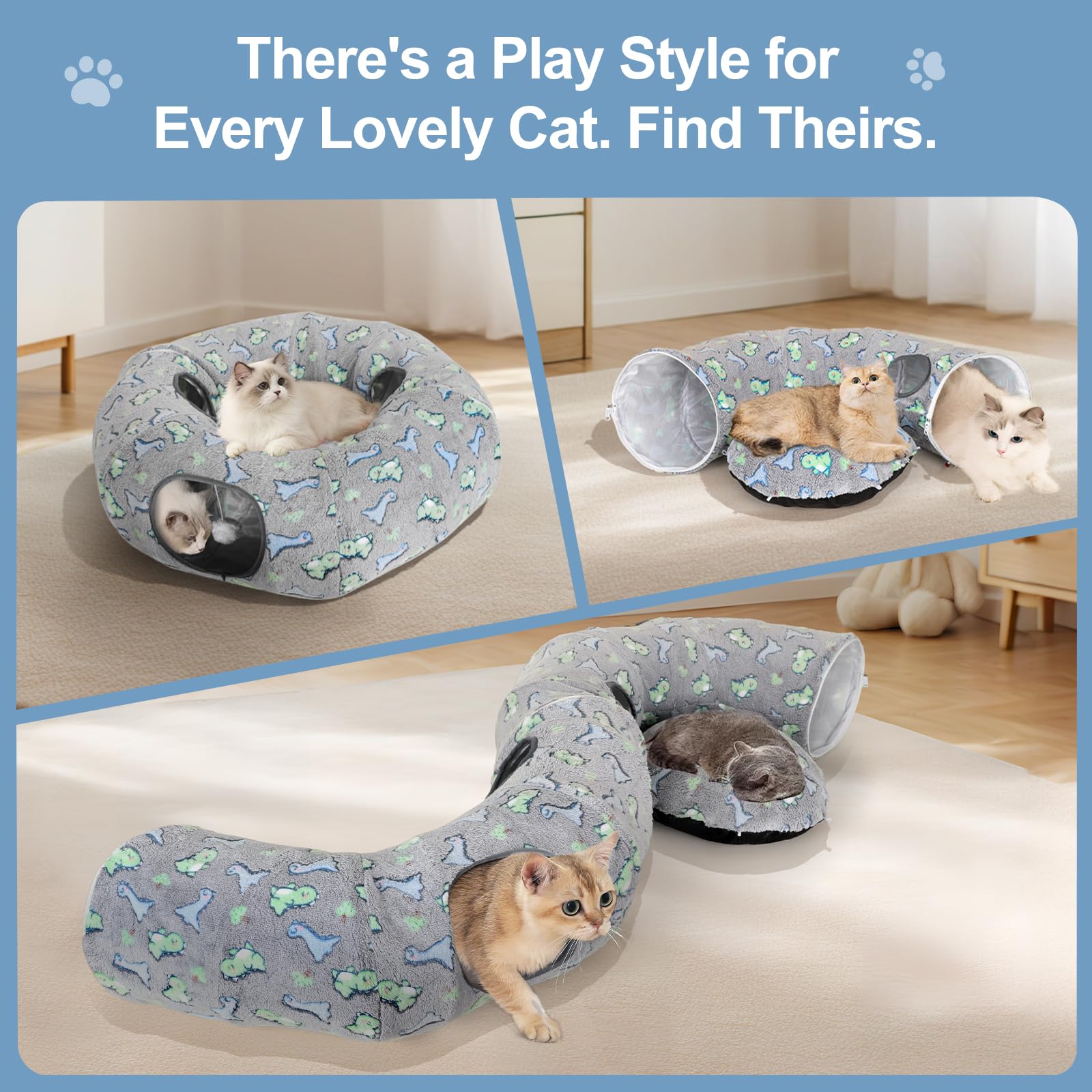 KWUY cat tunnel bed toy ball included for interactive play