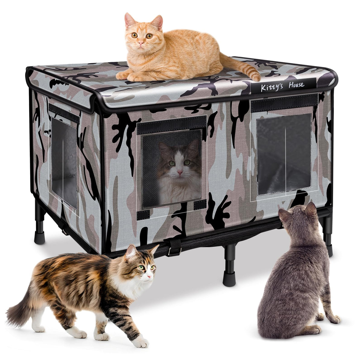 KWUY Outdoor Cat House for Ferals interior-dry view shows a dry, cozy interior.