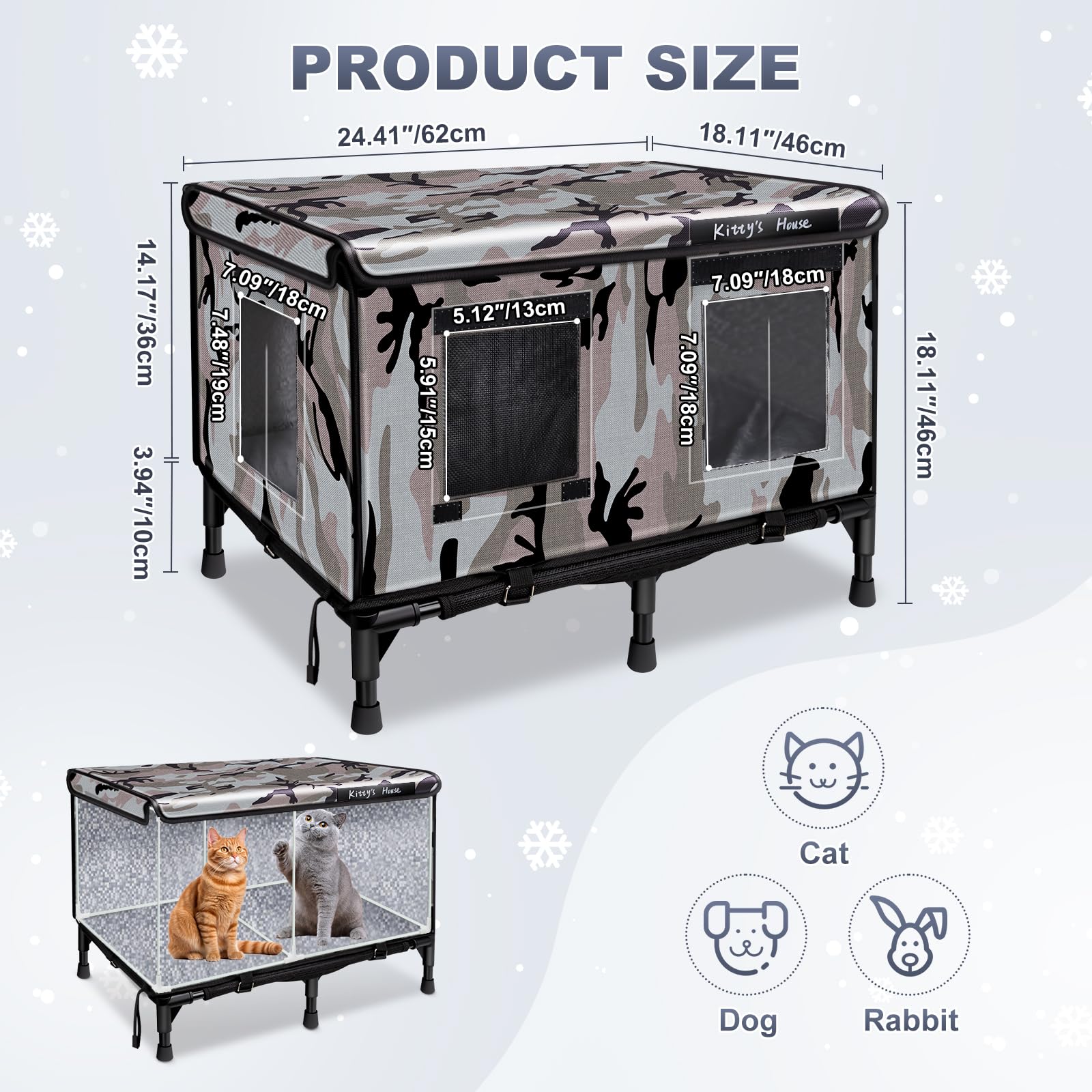 KWUY Outdoor Cat House for Ferals spacious-3-4-cats highlights room for multiple felines.