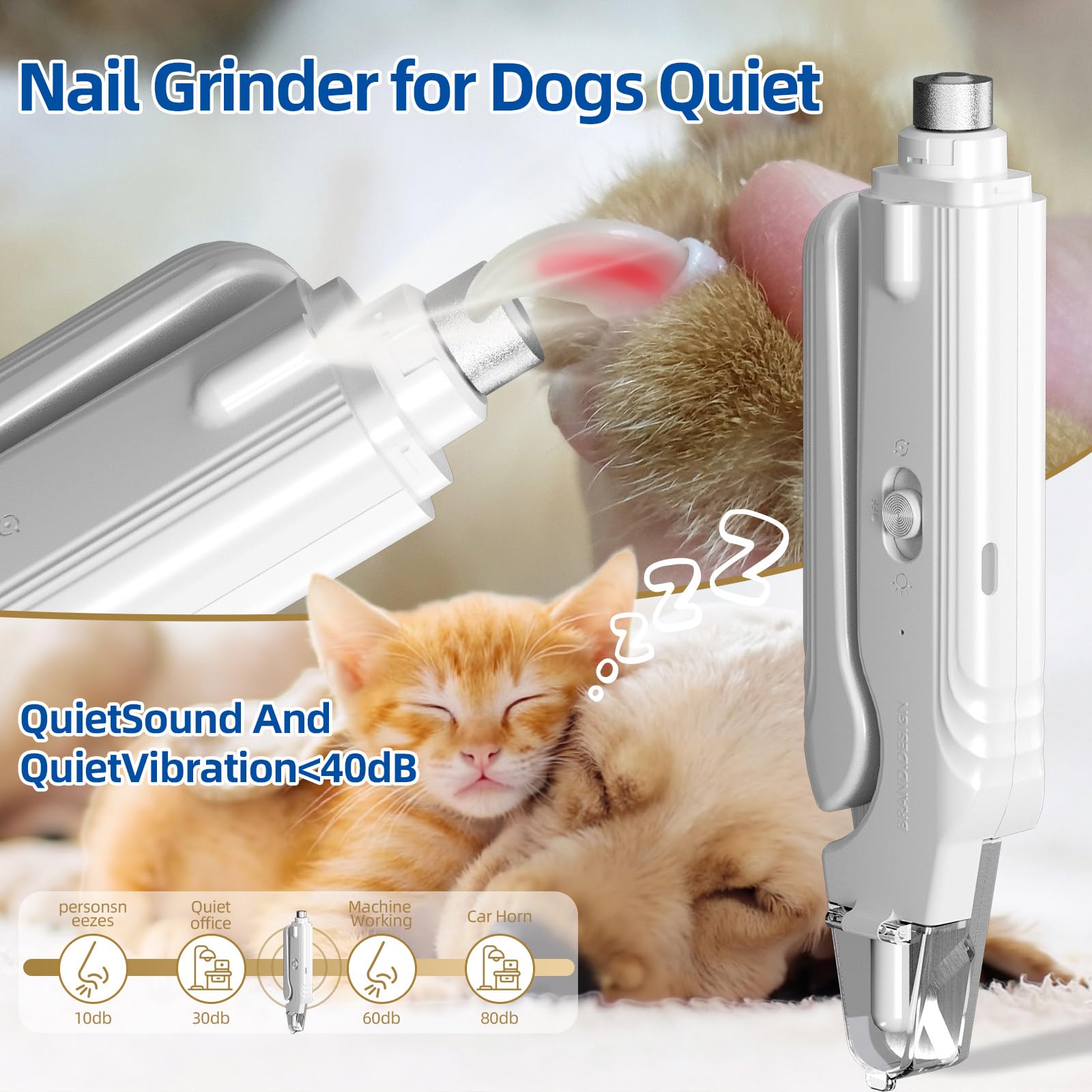 KWV quiet pet nail trimmer in action for calm sessions.
