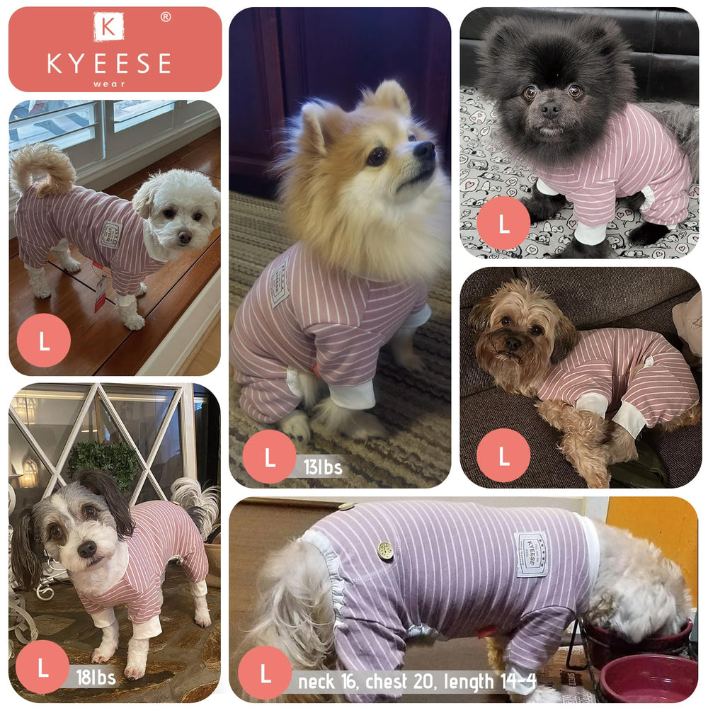 KYEESE dog pajamas stretch neckline demonstrates easy dressing and removal.