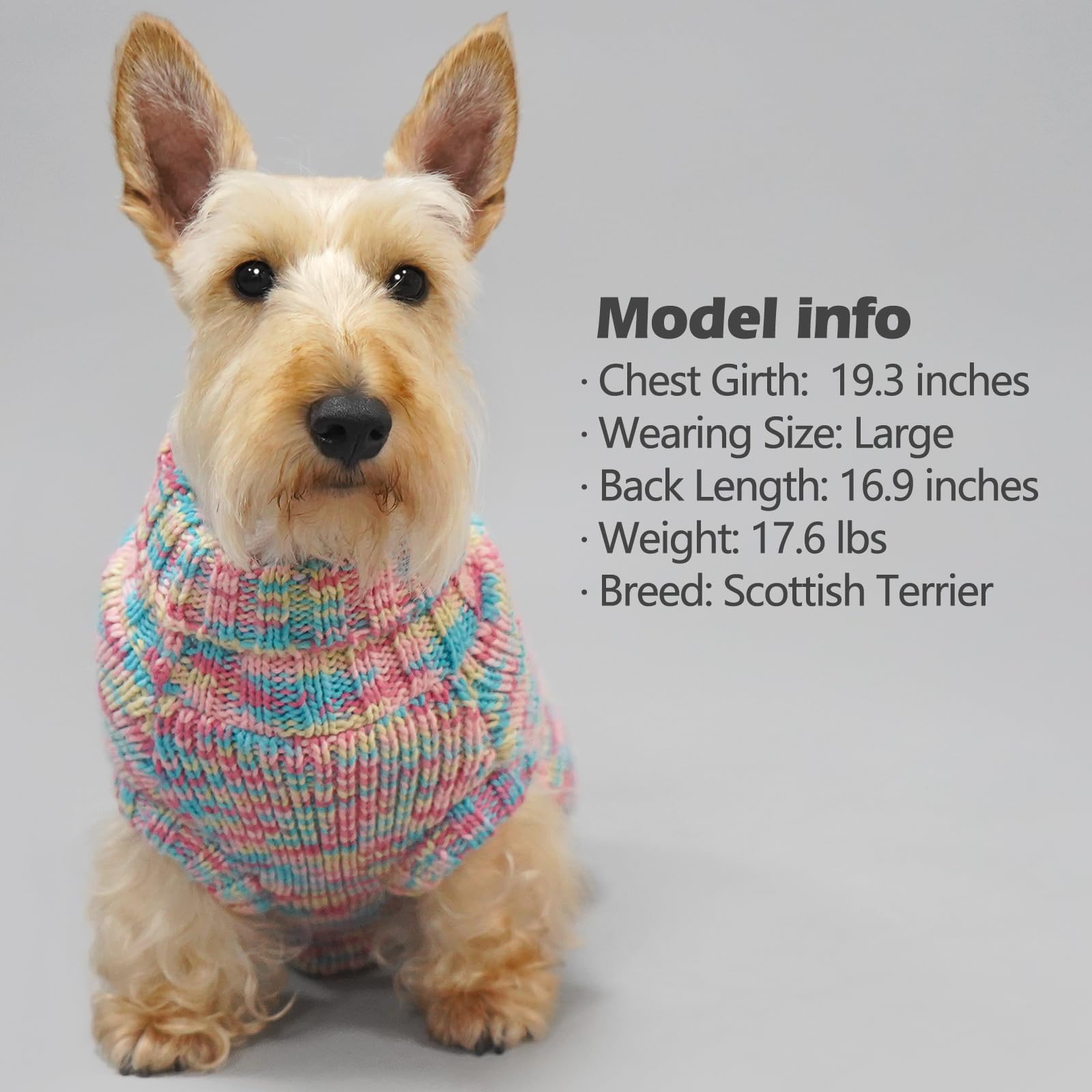 KYEESE dog sweater soft-knit close-up emphasizing soft, stretchy yarn.