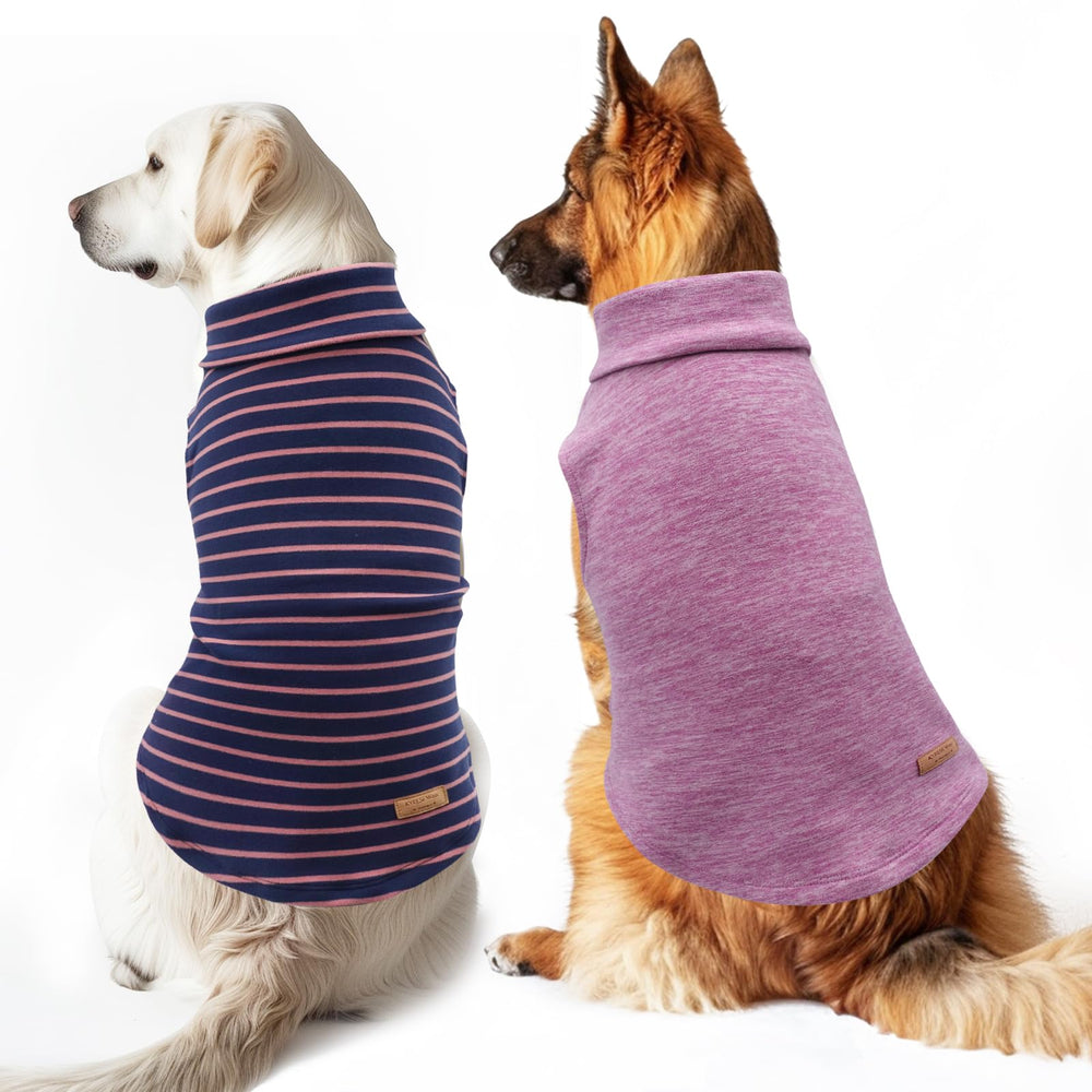 KYEESE dog sweater solid back view showing stretch fit for mobility.