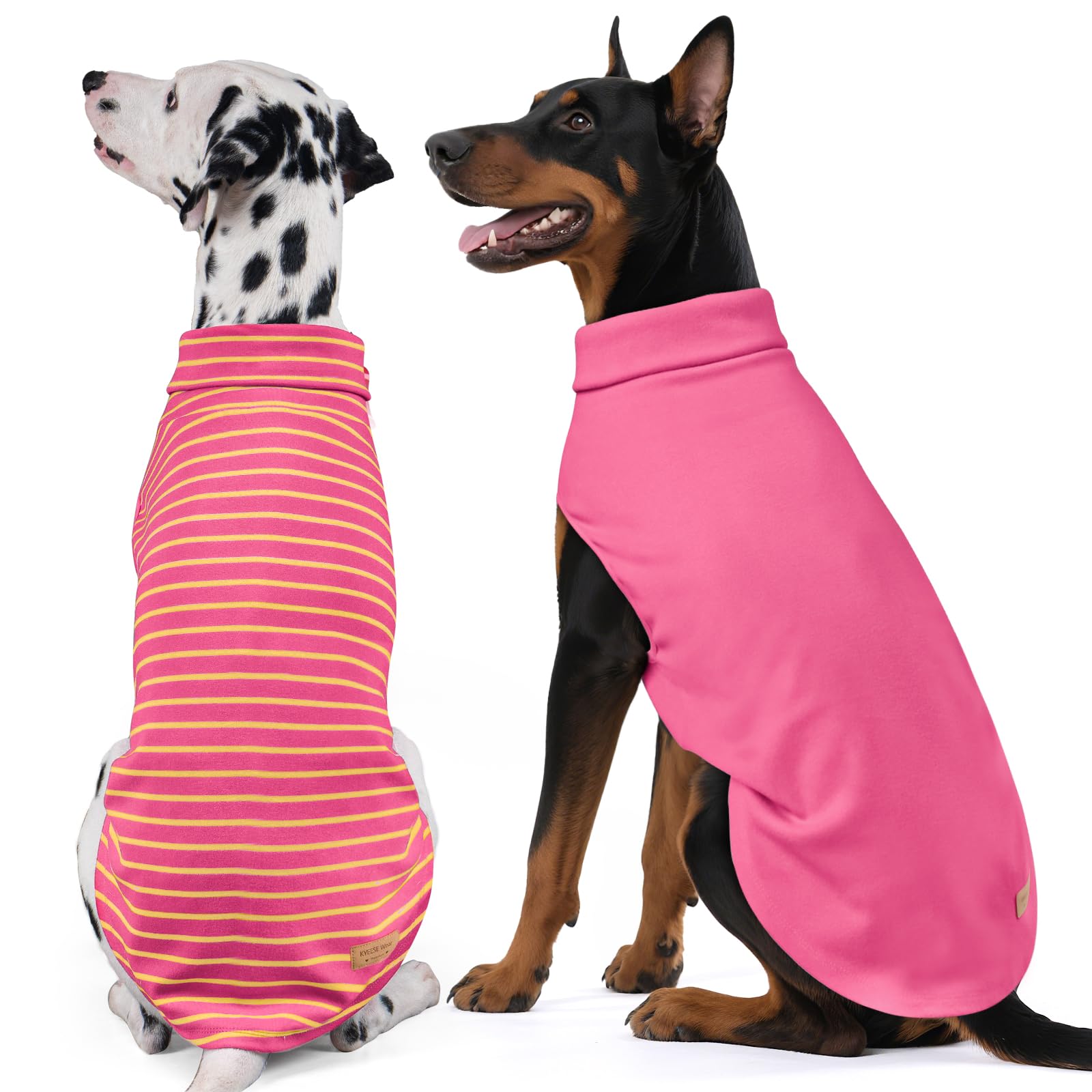 KYEESE two-pack dog sweater solid style worn for cozy indoor warmth.