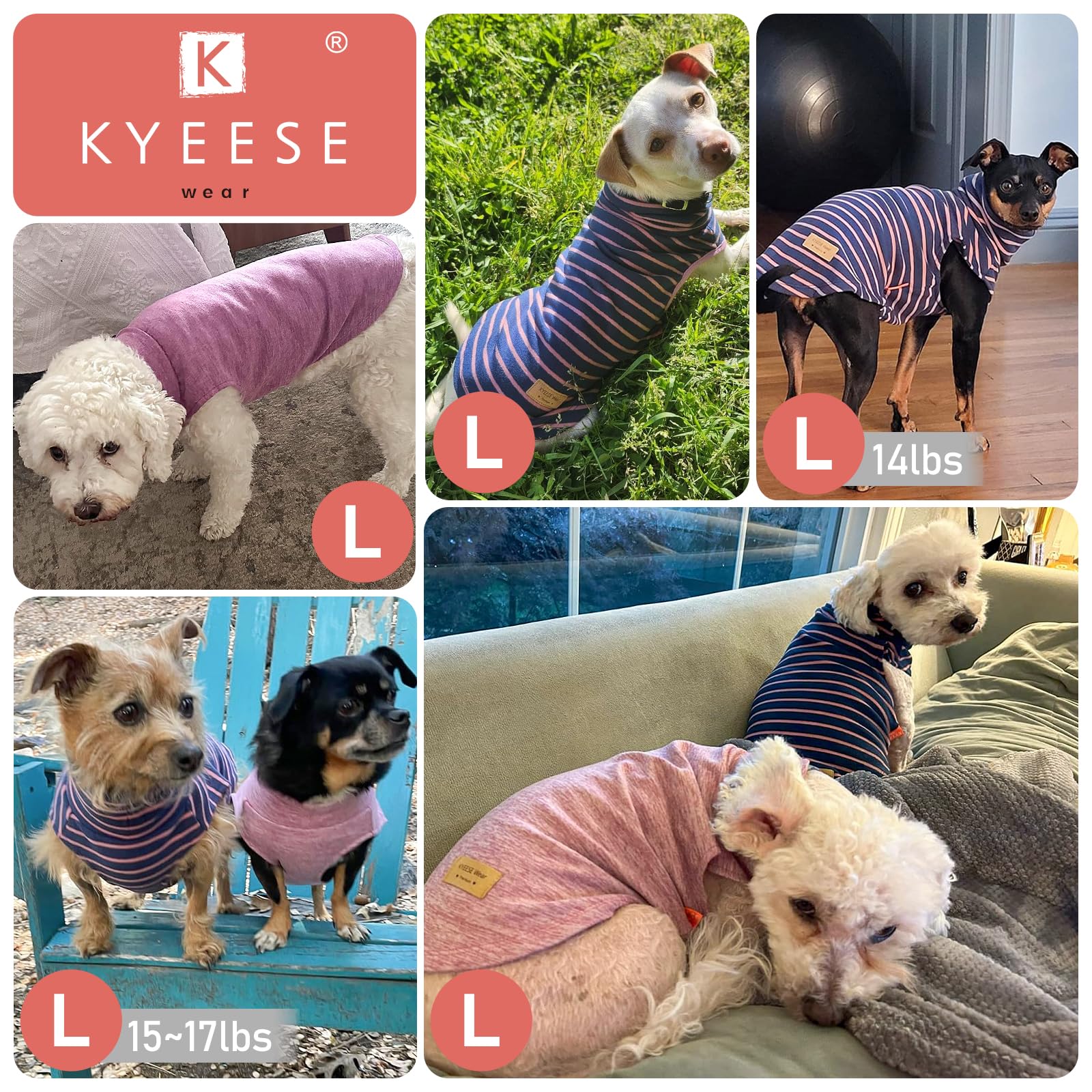 KYEESE 2Pack dog sweater measurement guide image helps sizing accuracy
