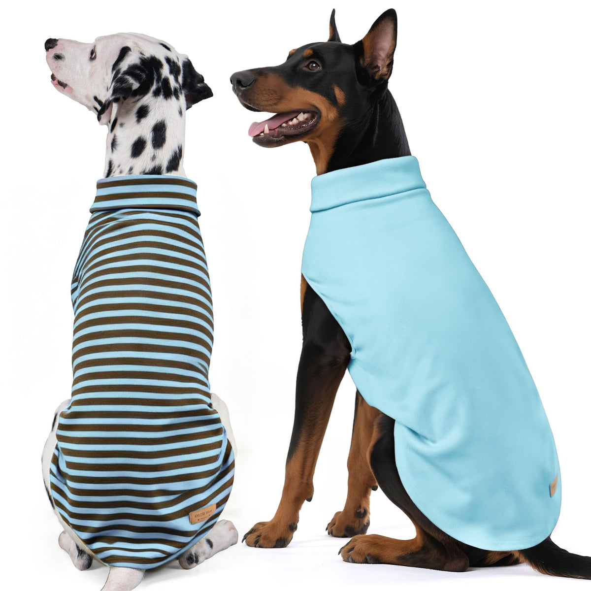 KYEESE 2Pack solid color dog sweater close-up showing cozy stretch velvet for daily wear