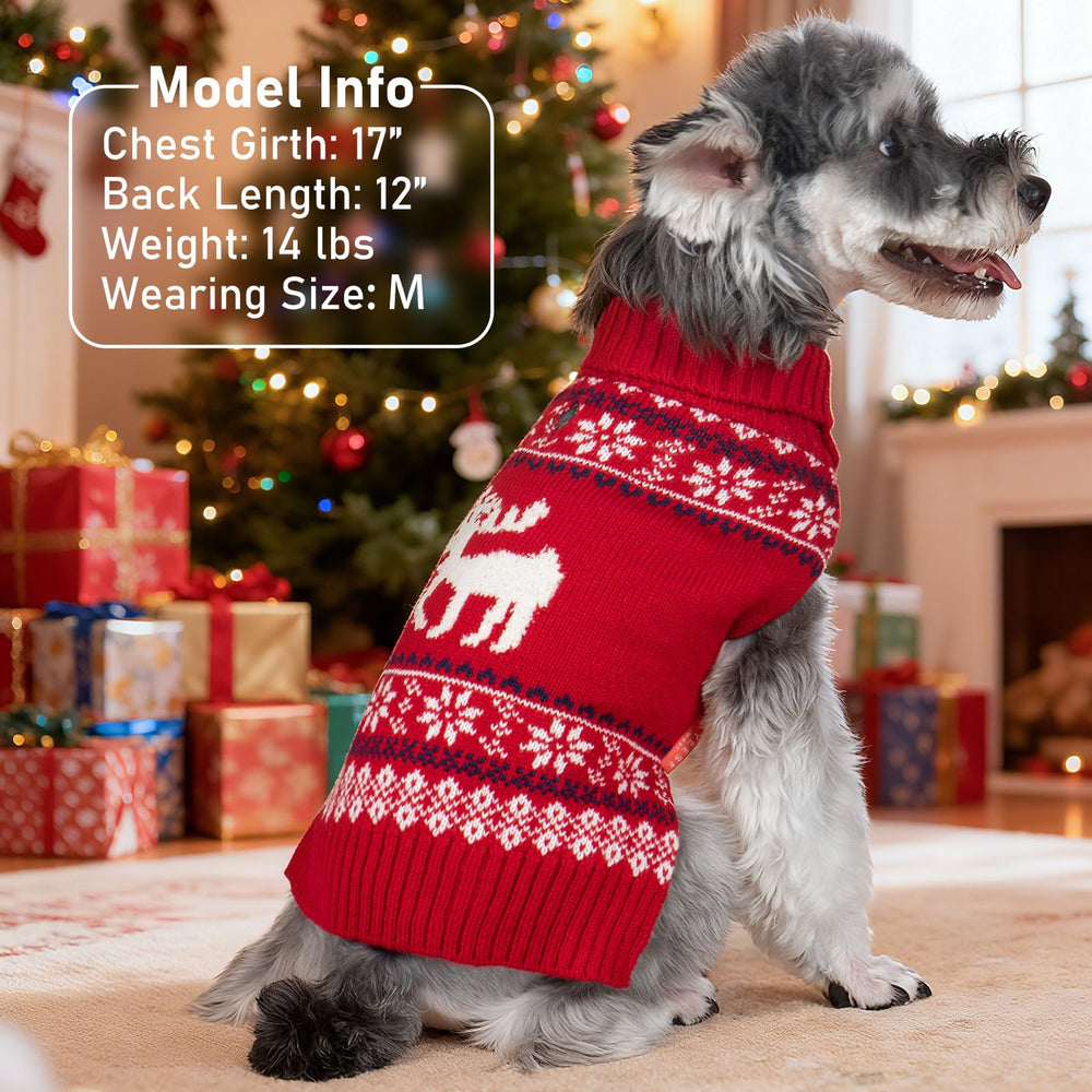 KYEESE dog Christmas sweater features reindeer embroidery for holiday charm.