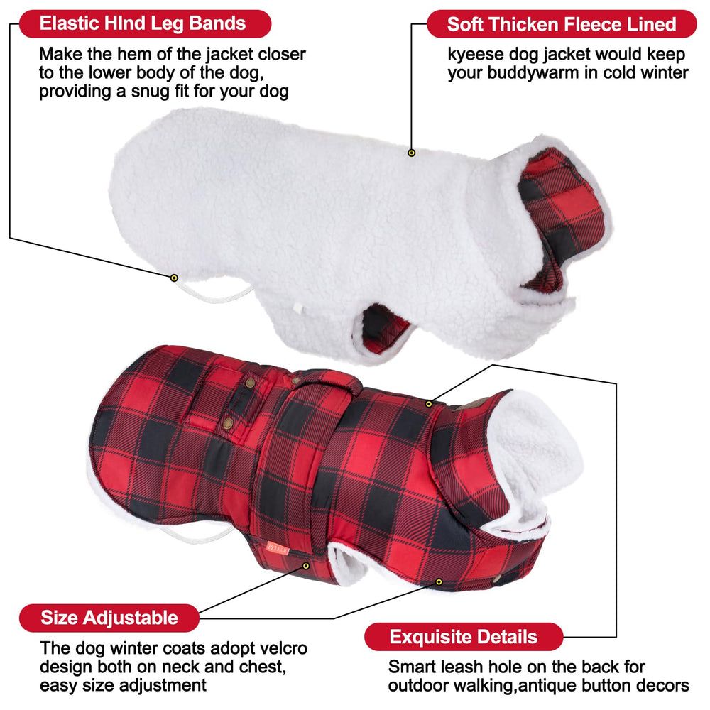 KYEESE dog coat Velcro-adjustable neck and chest for easy on/off fit