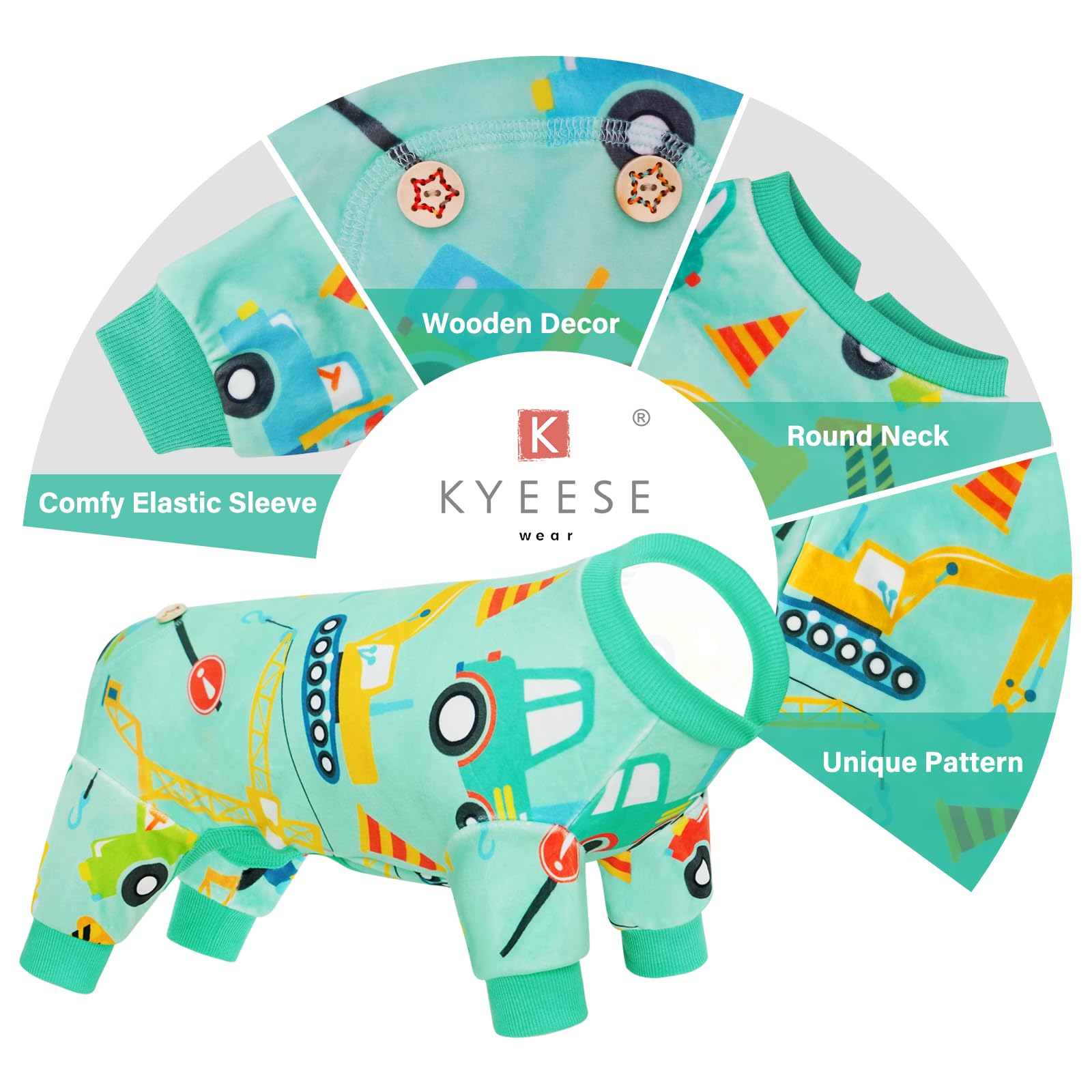 KYEESE dog pajamas machine washable in cold water for easy care.