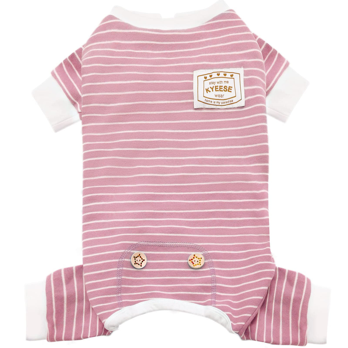 KYEESE dog pajamas pink striped front view for cozy lounging