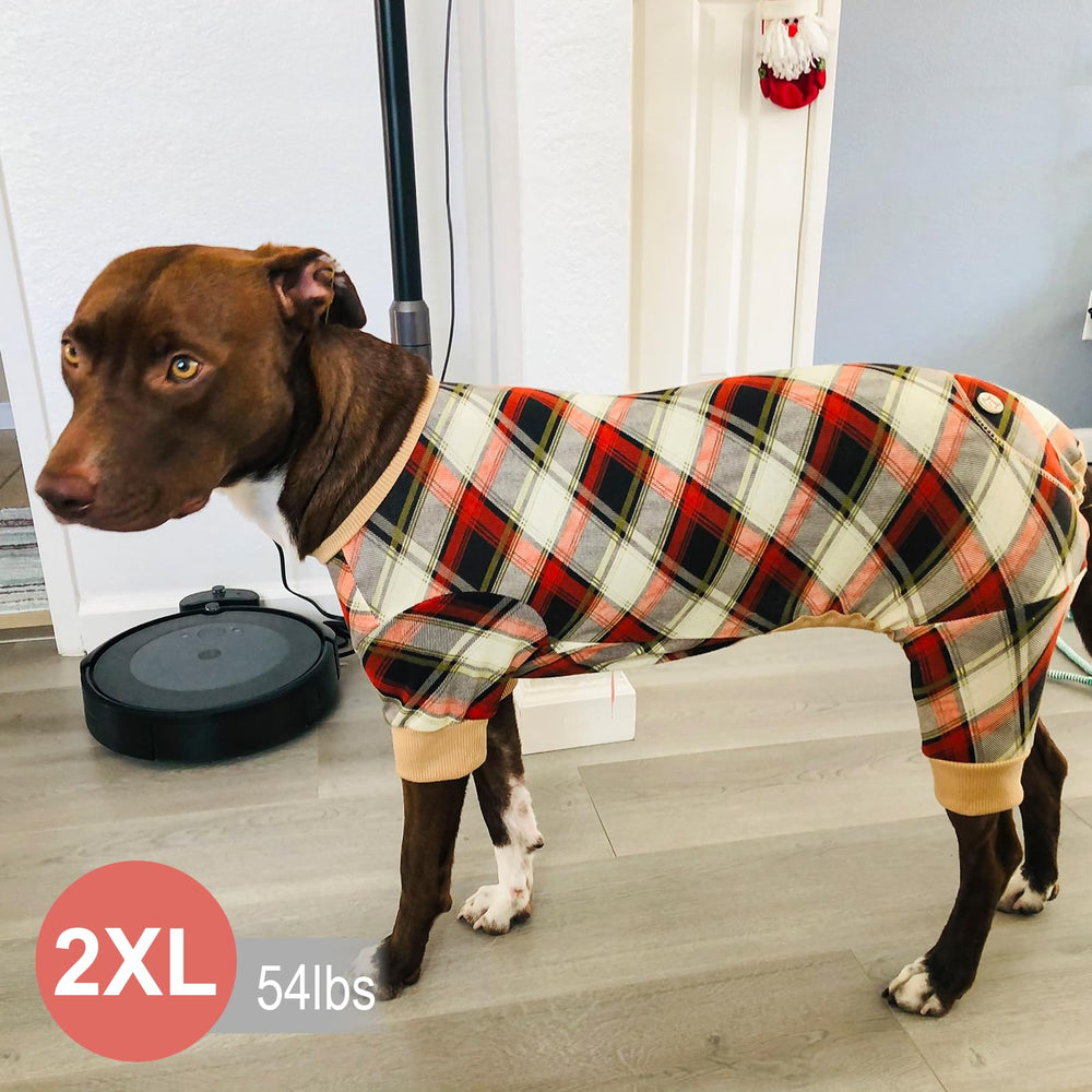 KYEESE dog pajamas plaid grey pullover design for easy dressing