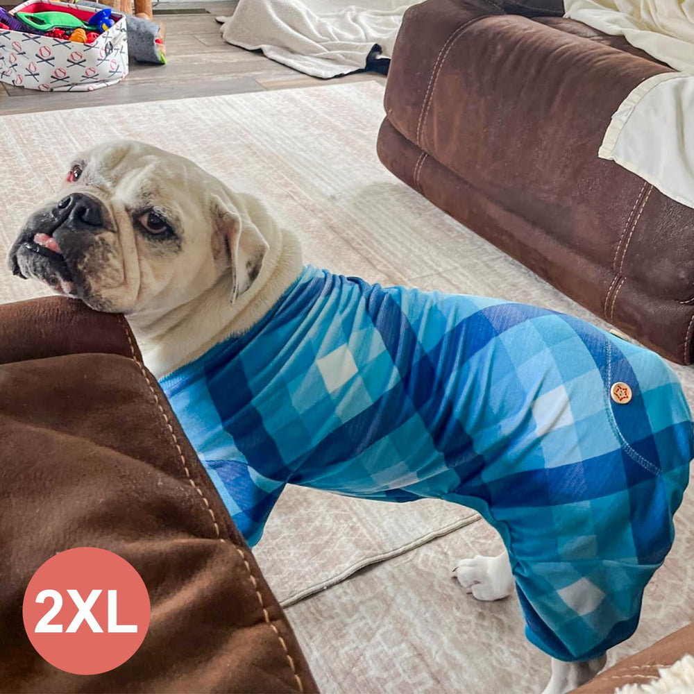 KYEESE dog pajamas plaid grey washable material for easy care