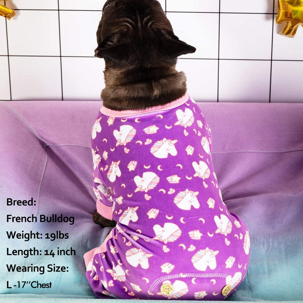 KYEESE dog pajamas help manage shedding on furniture.