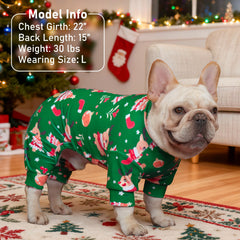 KYEESE dog pajamas stretchable material for easy dressing and movement.