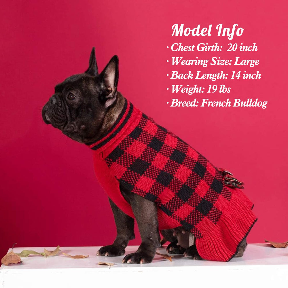KYEESE dog-sweater-buffalo-plaid-pattern showcases timeless holiday style.