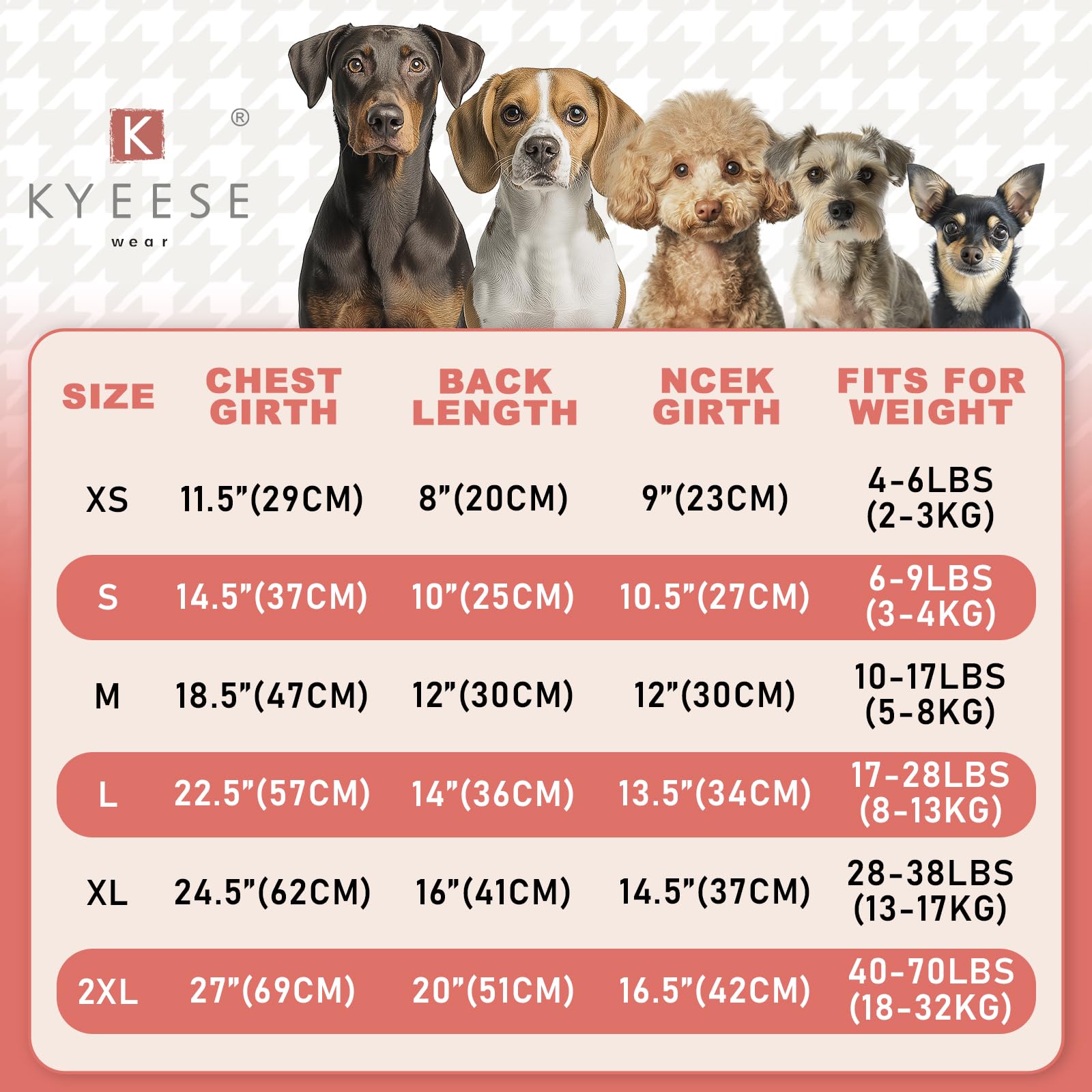 Kyeeese dog sweater color block pink back view shows full coverage and secure fit.