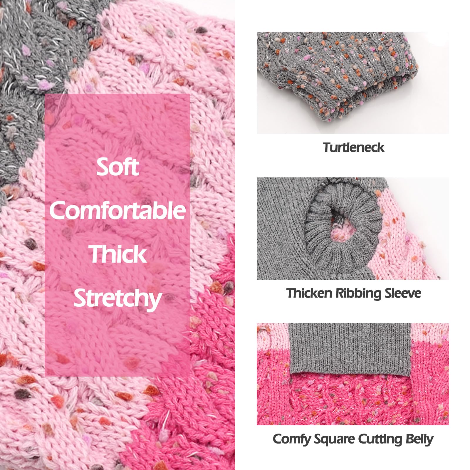 Kyeeese size guide image helps pick the right pink sweater size.
