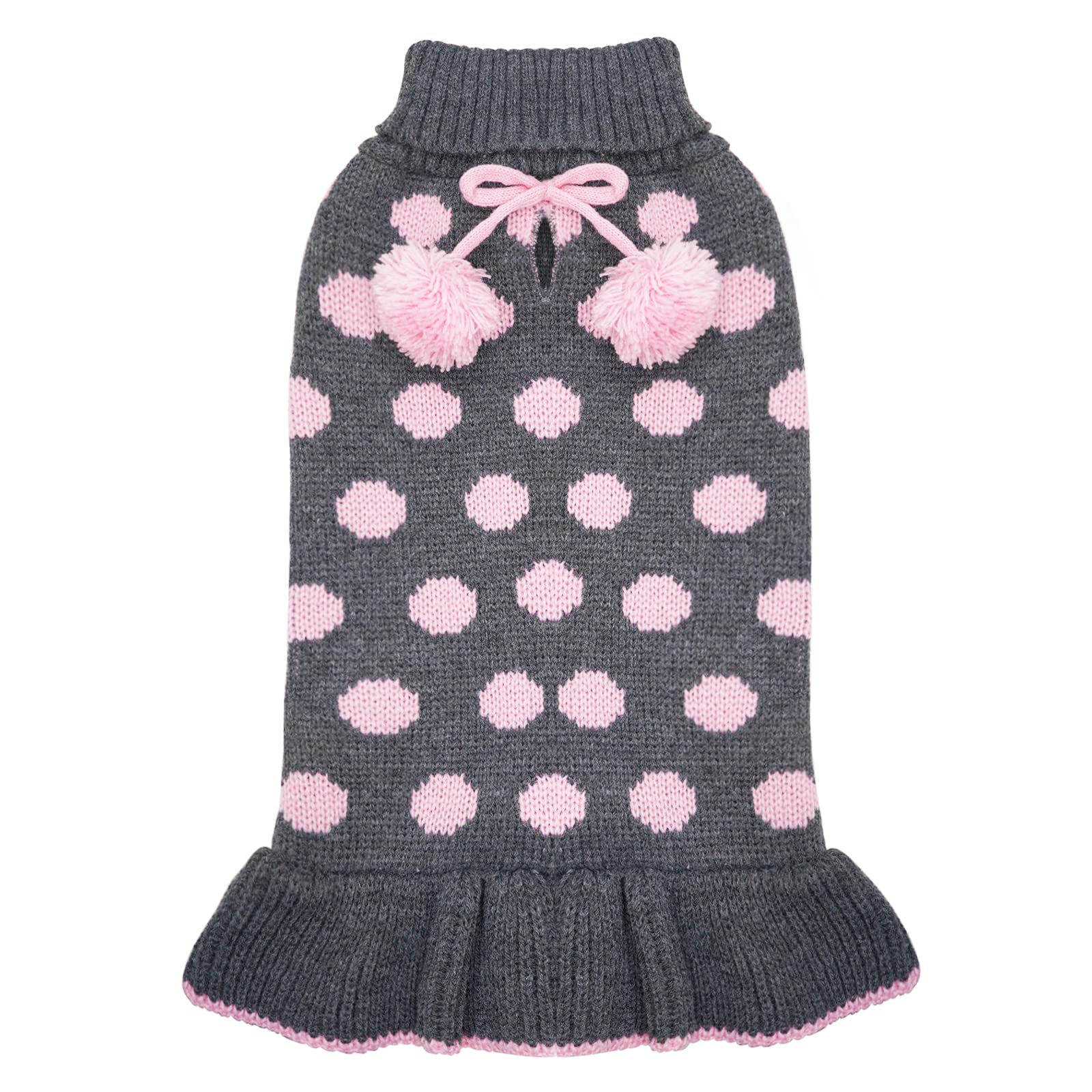 KYEESE dog sweater dress polka dot turtleneck provides chic warmth for daily walks.