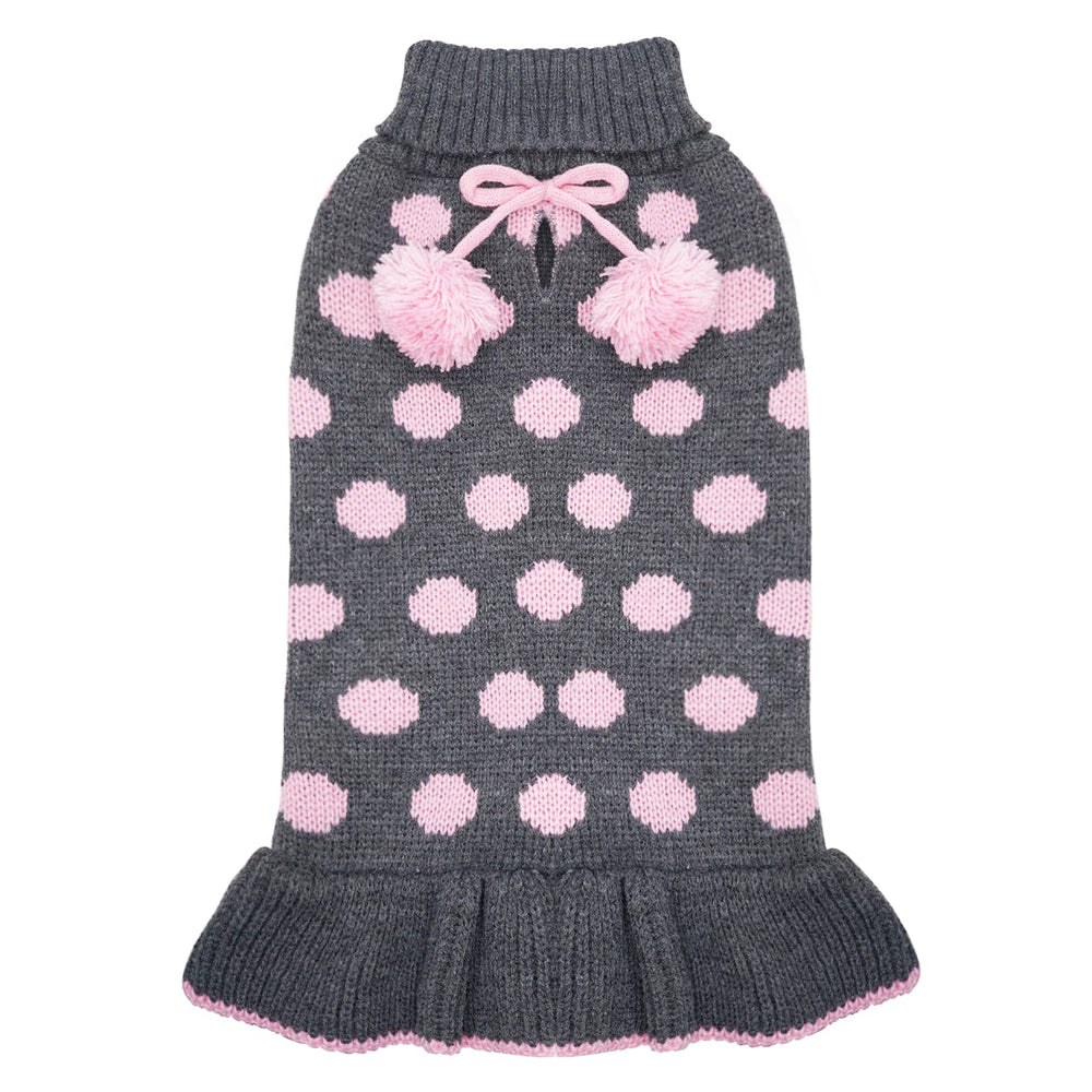 KYEESE dog sweater dress polka dot turtleneck provides chic warmth for daily walks.