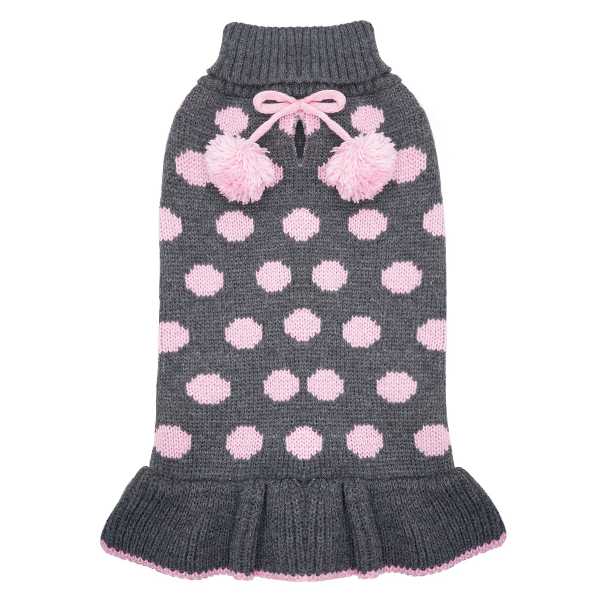 KYEESE dog sweater dress polka dot turtleneck provides chic warmth for daily walks.