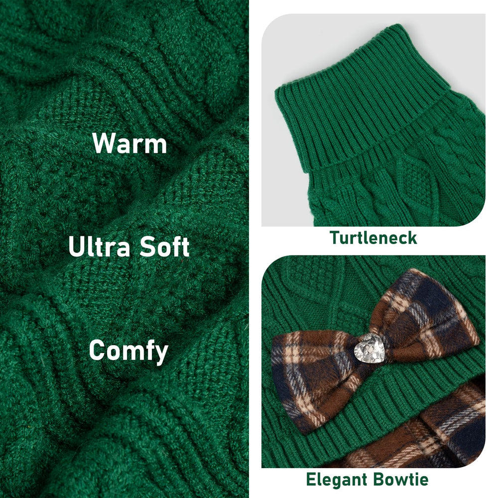 KYEESE dog sweater green XXL knit texture showcases premium yarn and comfortable stretch.
