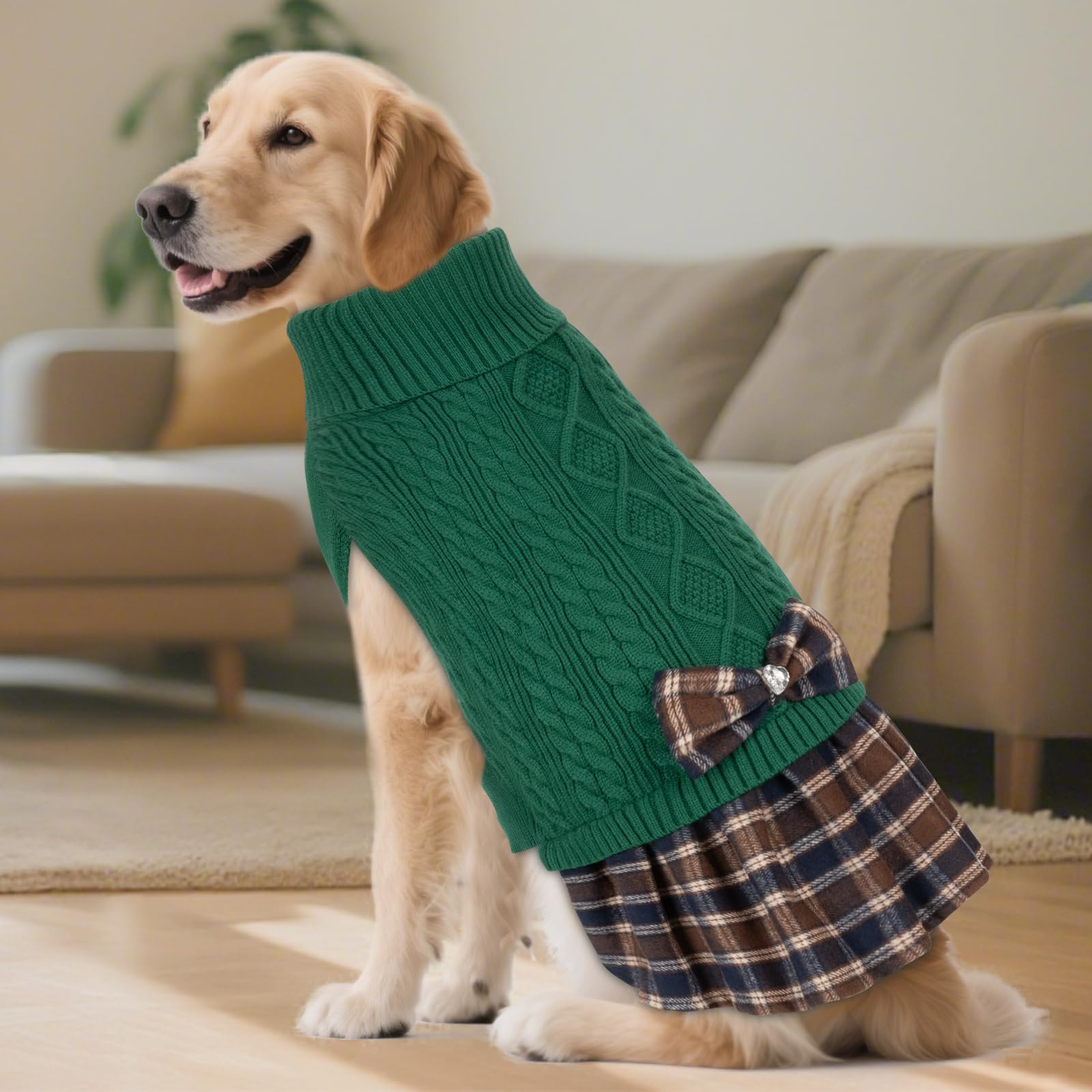 KYEESE dog sweater green XXL packaging ready-for-gift conveys stylish warmth for pets.
