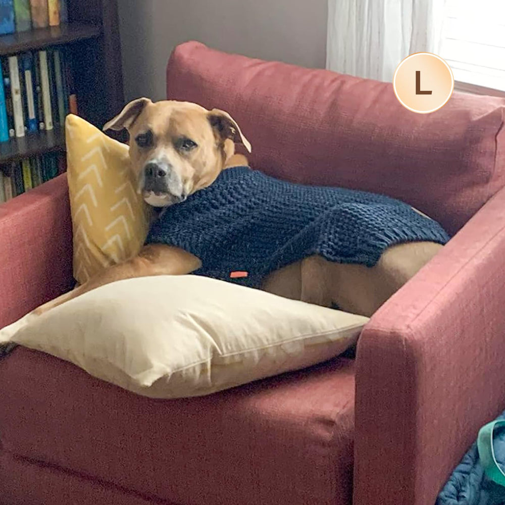 KYEESE navy color presentation shows versatile winter-friendly coat for dogs