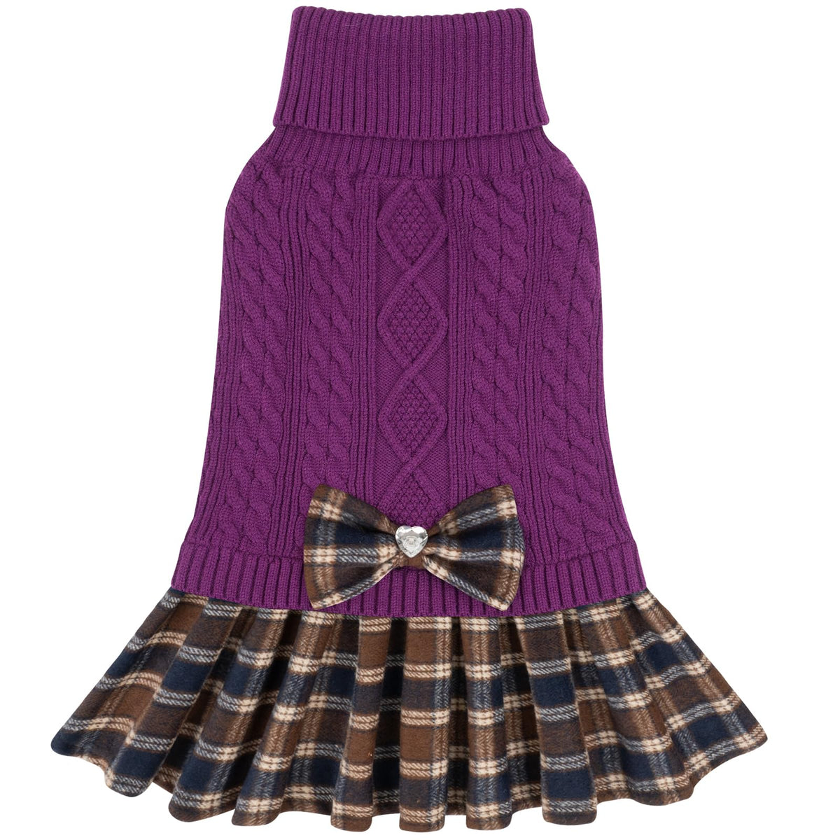 KYEESE Dog Sweater Purple Medium Front view for cozy everyday walks