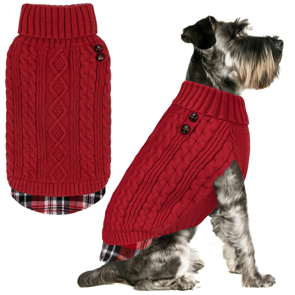 KYEESE dog sweater soft pullover gingham patchwork keeps small dogs warm and stylish.