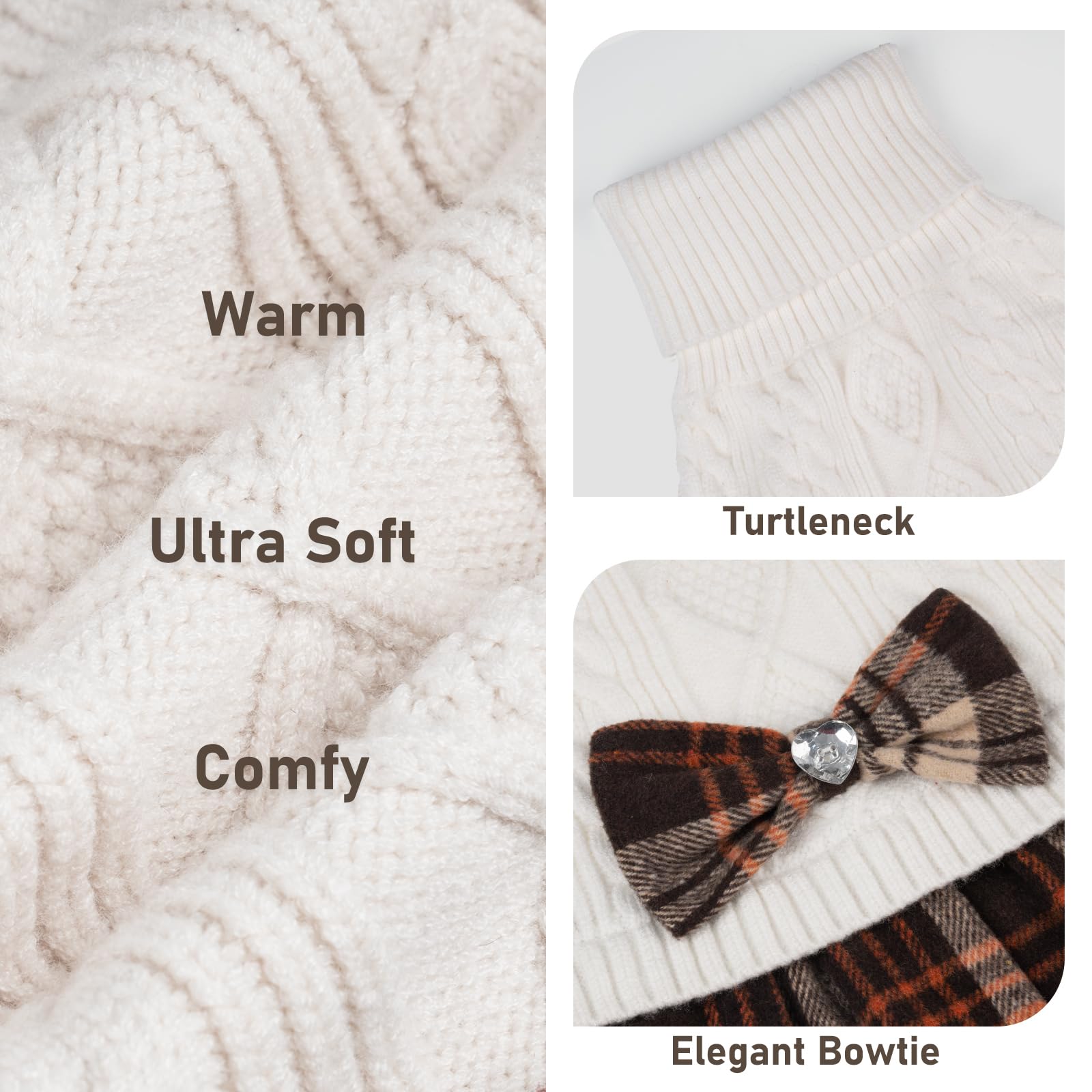 KYEESE dog sweater turtleneck knit showing warm, snug fit.