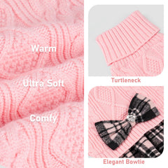 KYEESE pink-dog-sweater-bow-rhinestones adds cute sparkle for everyday wear.