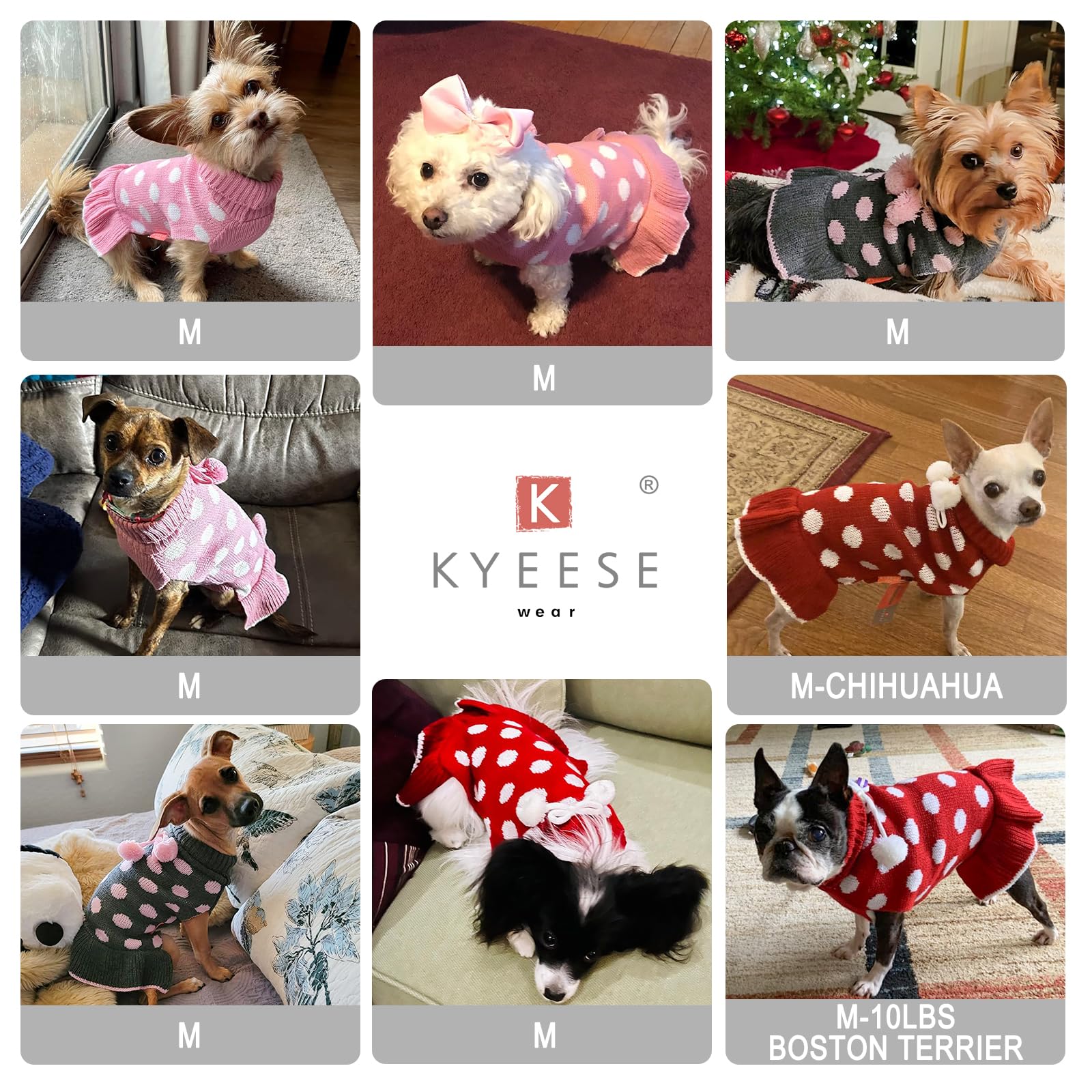 Kyeeese soft stretchy acrylic knit offers comfortable fit for active dogs.